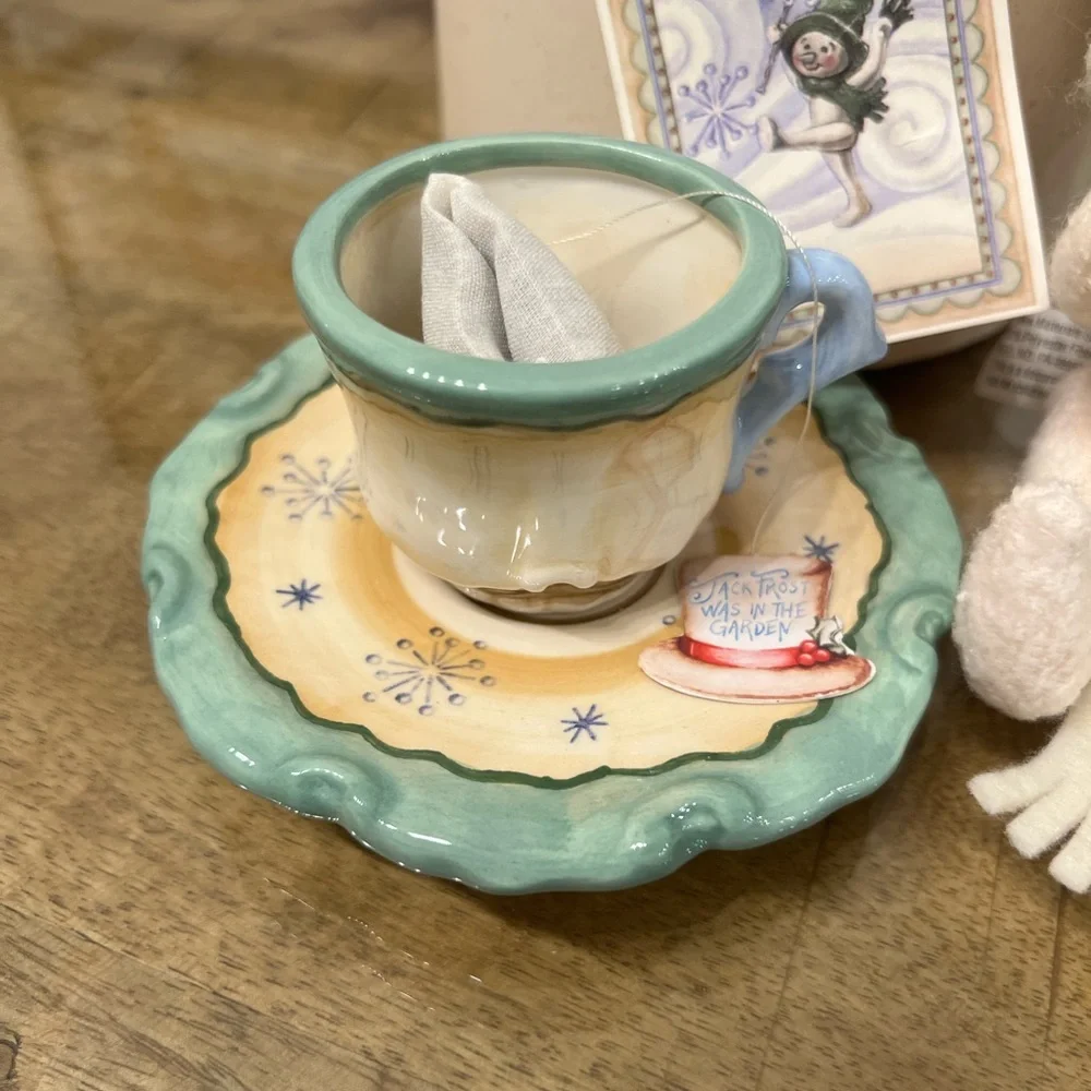Jack frost Figurine with Teacup and Saucer in box